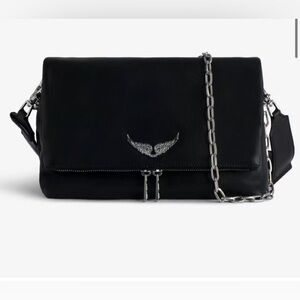Zadig & Voltaire Black leather Rocky Crossbody with chain shoulder strap